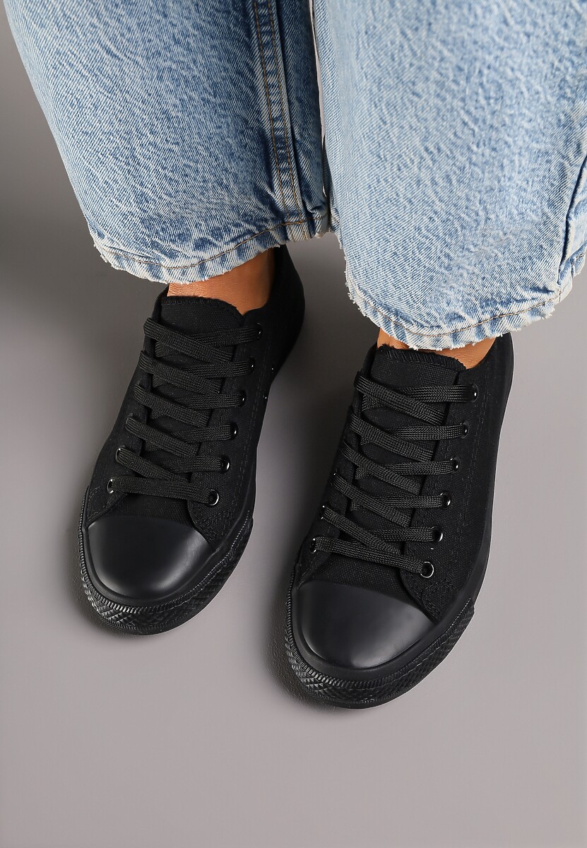 Czarne Klasyczne Trampki Vices Sznurowane Przed Kostkę Elleriome