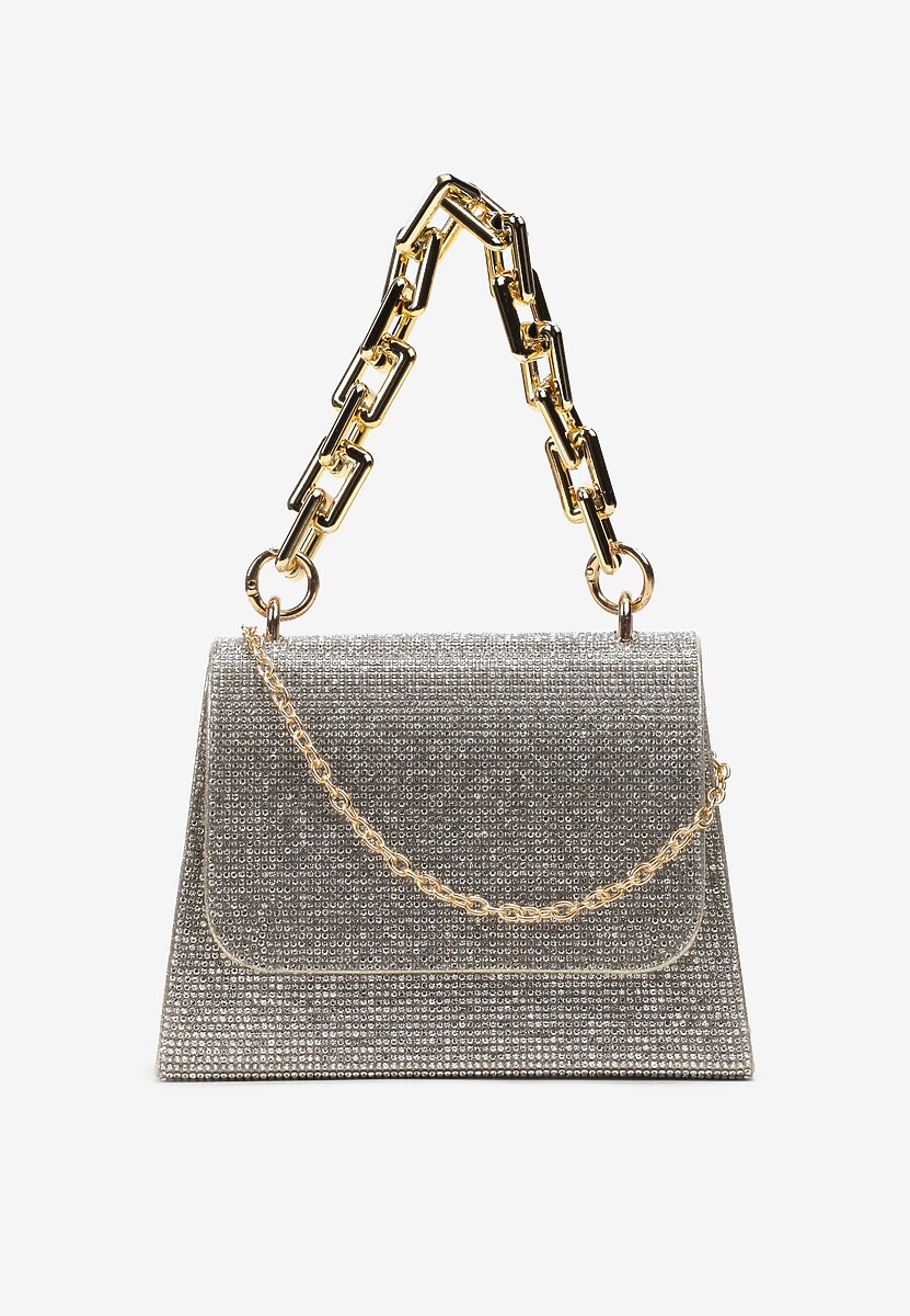 Srebrna Mała Torebka w Cyrkonie z Grubym Łańcuchem Trevana