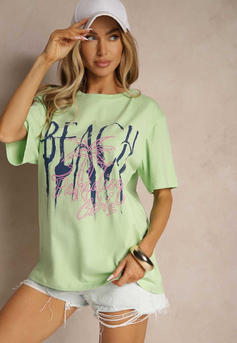 Biała Bawełniana Koszulka z Nadrukiem Savileine