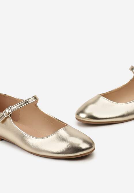 Złote Balerinki z Zapięciem na Sprzączkę z Ekozamszu Loraleima