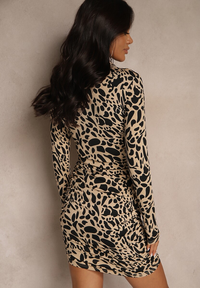 Beżowa Sukienka Dopasowana Adiva