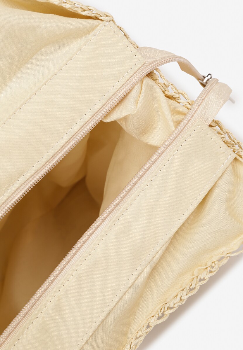 Beżowa Pleciona Torebka na Ramię Liralice