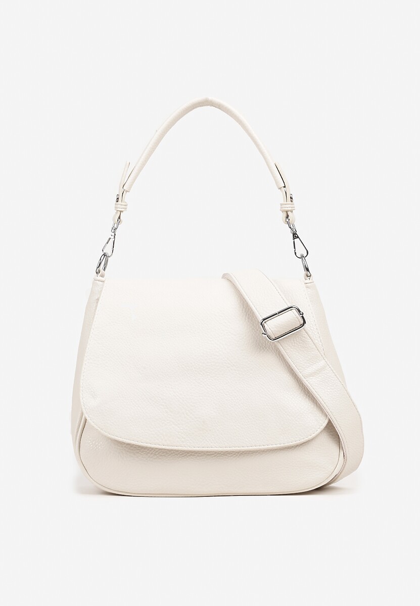 Beżowa Torebka z Klapą w Stylu Listonoszki z Paskiem i Rączką Malurelle