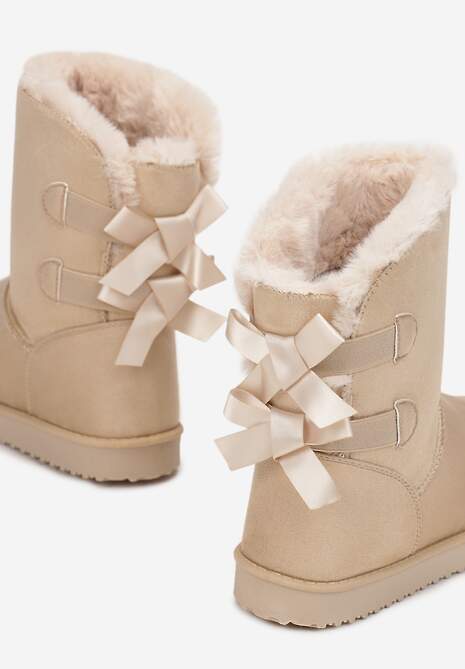 Beżowe Śniegowce z Kokardkami Chami