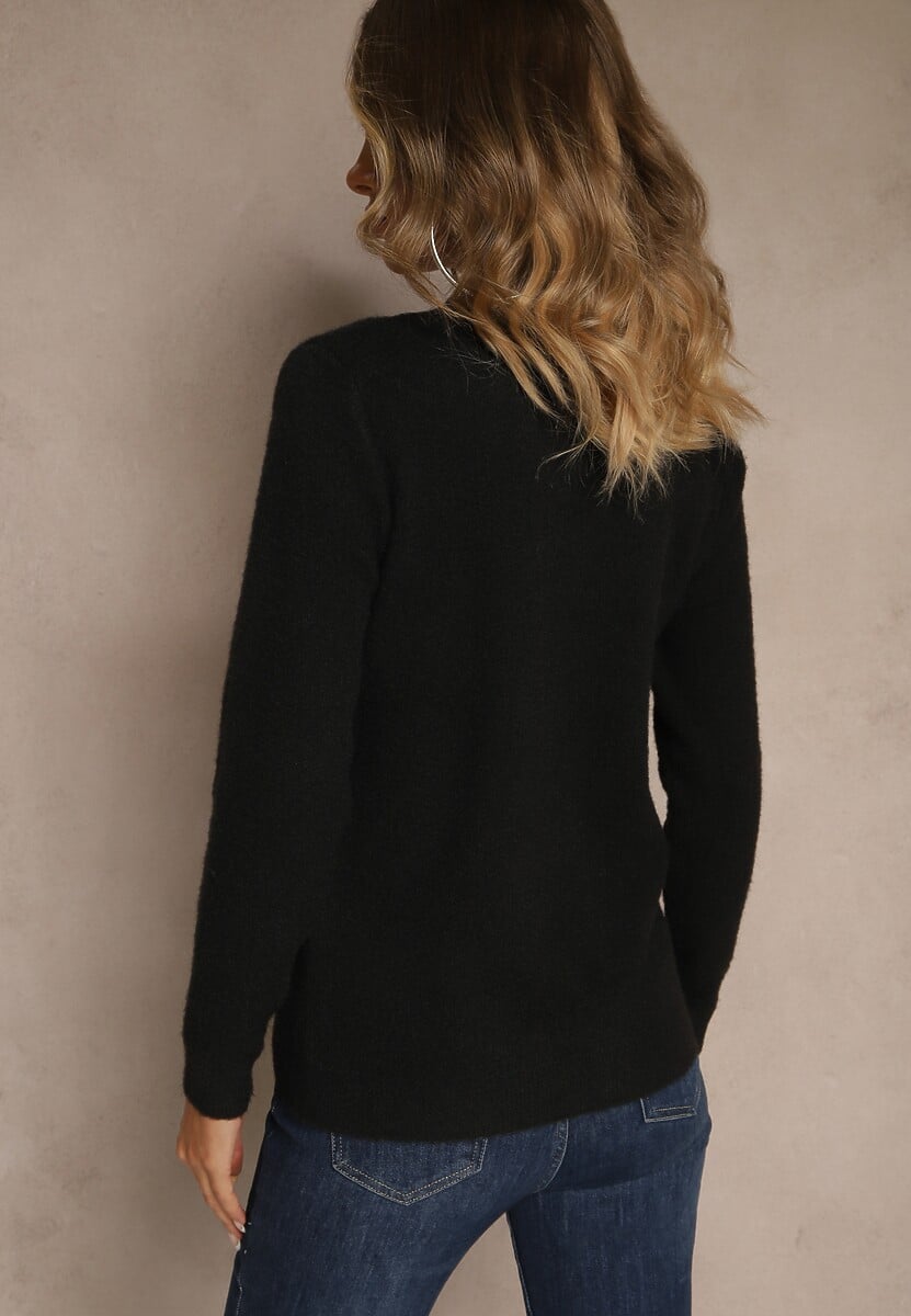 Czarny Sweter z Wełną ze Ściągaczami Furrive