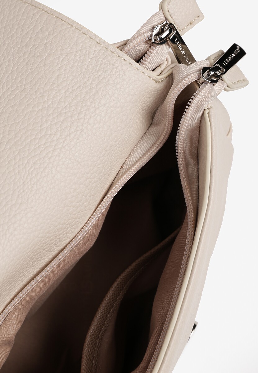 Jasnobeżowa Torebka Ozdobiona Metaliczną Aplikacją Sonarianis