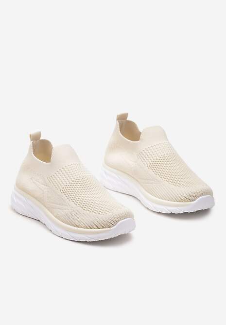 Beżowe Wsuwane Buty Sportowe z Elastyczną Cholewką Ifrana