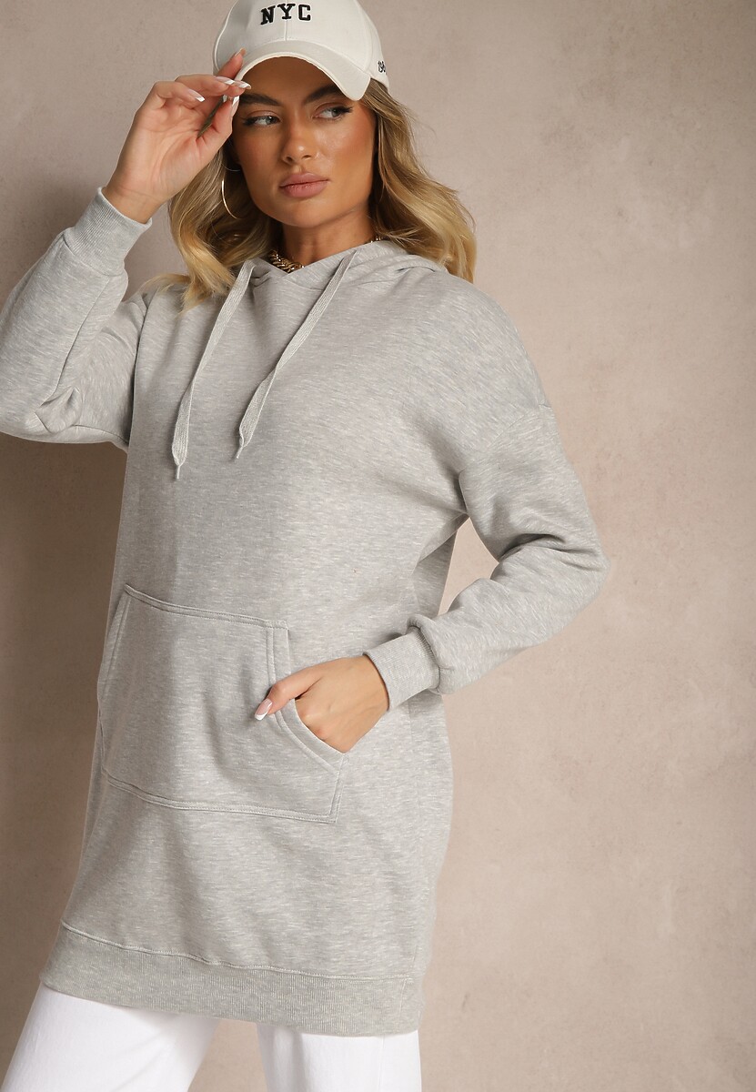 Czarna Bluza Długa z Kapturem Firro