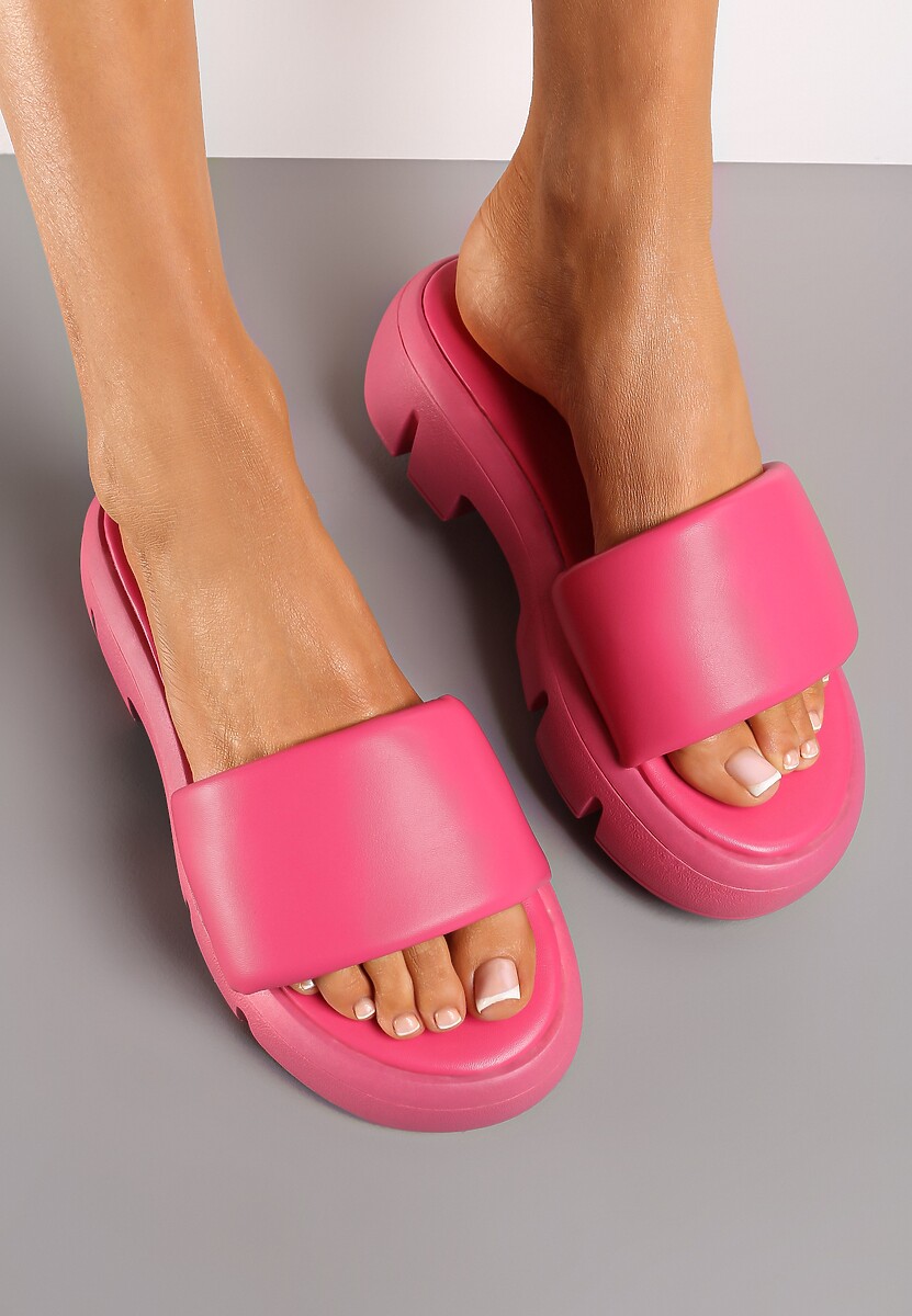 Fuksjowe Klapki Chunky z Grubą Podeszwą i Jednolitym Szerokim Paskiem Nachinna
