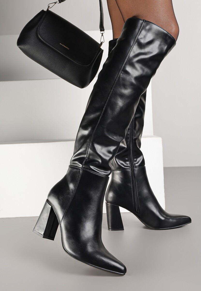 Bordowe Kozaki Vices na Stożku ze Szpiczastym Noskiem Asarrise