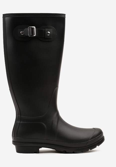 Czarne Kalosze Zdobione Sprzączką przy Cholewce Lirasellea