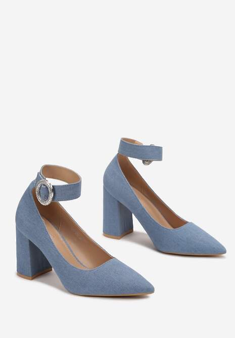 Jasnoniebieskie Czółenka na Słupku z Klamerką w Cyrkonie Bernoma