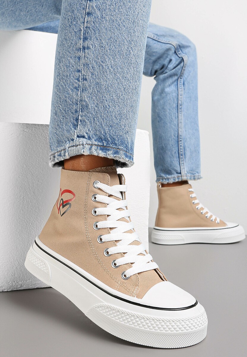 Niebieskie Trampki za Kostkę na Platformie Zuiena