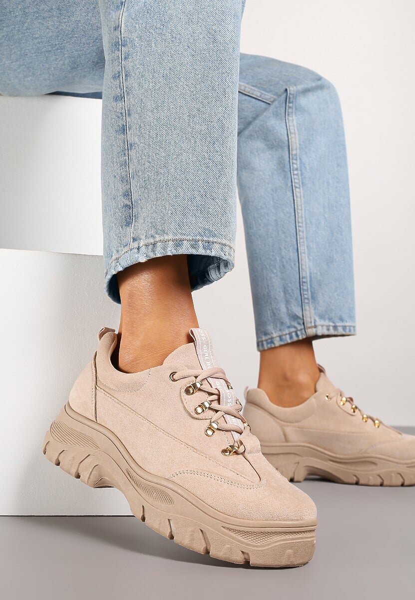Beżowe Sneakersy Farwynn