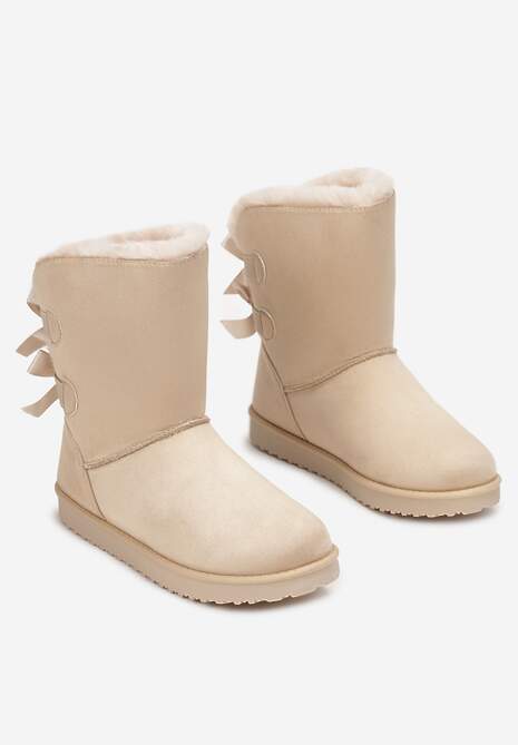 Beżowe Śniegowce z Kokardkami Chami