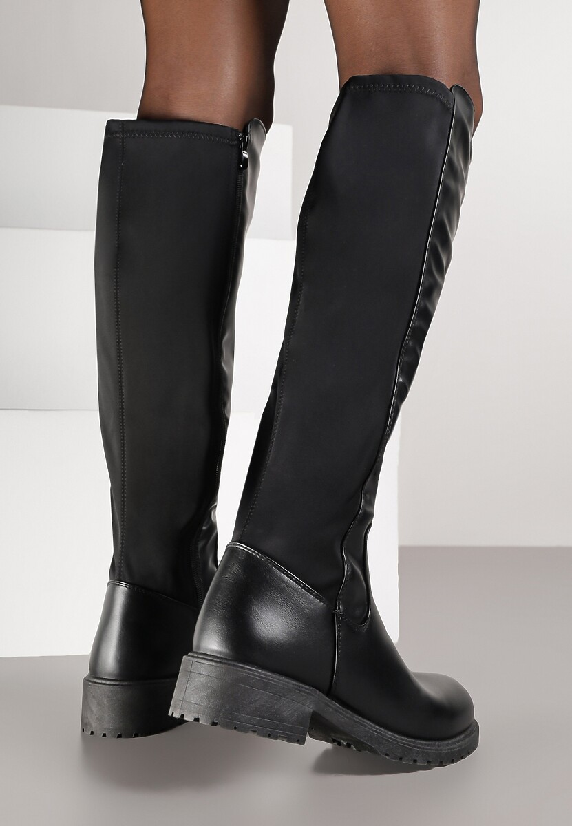 Czarne Kozaki Vices z Imitacji Skóry Typu Muszkieterki Anlave