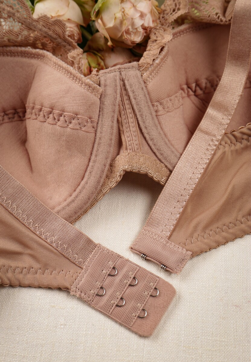 Ciemnobeżowy Koronkowy Biustonosz z Regulowanymi Ramiączkami Dalinva