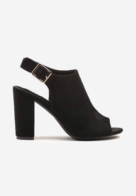 Czarne Sandały Vices na Słupku z Wkładką ze Skóry Naturalnej Feladriela