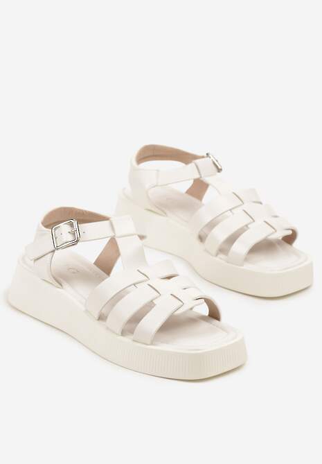 Białe Sandały Gladiatorki na Platformie Firenelle