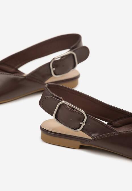 Ciemnobrązowe Sandały Vices Slingback z Paskiem ze Sprzączką Nirarine