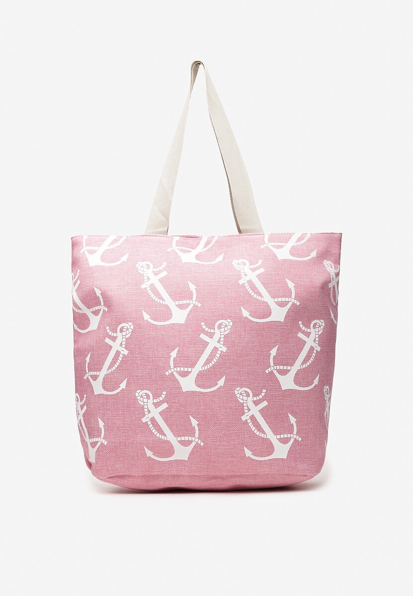 Jasnoróżowa Torebka Tote z Marynarskim Nadrukiem w Kotwice Rosalux