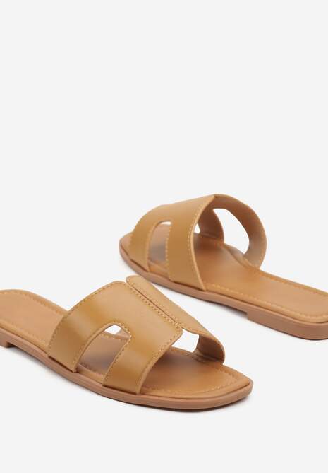 Brązowe Klapki z Geometrycznym Wzorem Pillirella