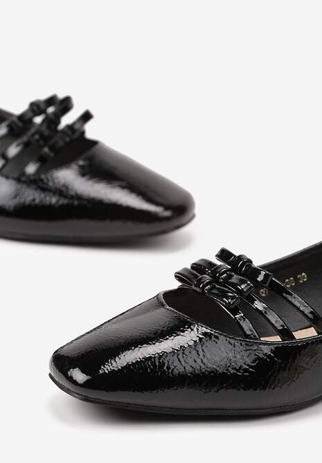 Czarne Czółenka Lakierowane Vices Mary Jane z Wkładką ze Skóry Naturalnej Rilunea