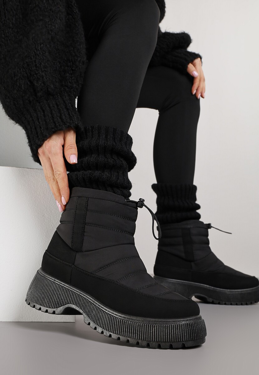 Czarne Pikowane Śniegowce ze Ściągaczem Monivella