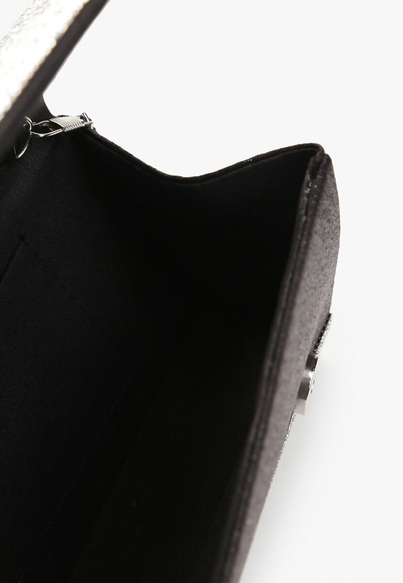 Czarna Mała Torebka w Cyrkonie z Rączką i Łańcuszkiem Haloa