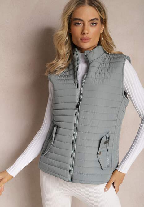 Miętowa Kamizelka Bezrękawnik z Klasycznym Pikowaniem Catilla