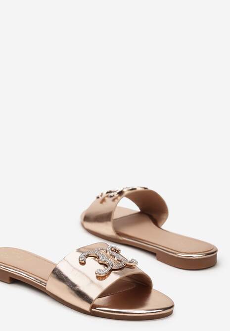 Szampańskie Klapki z Płaską Podeszwą i Ozdobną Klamrą z Cyrkoniami Flotills