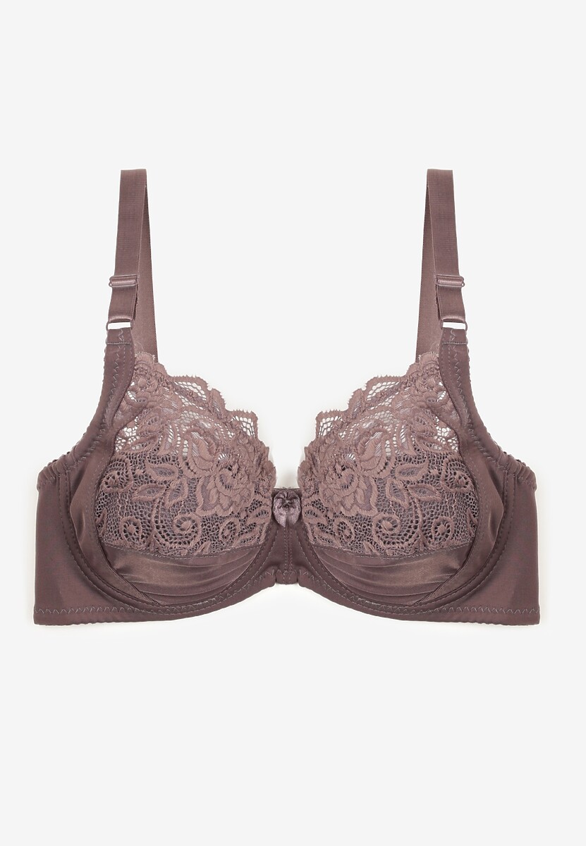 Szary Klasyczny Biustonosz z Regulowanymi Ramiączkami Vikiirin