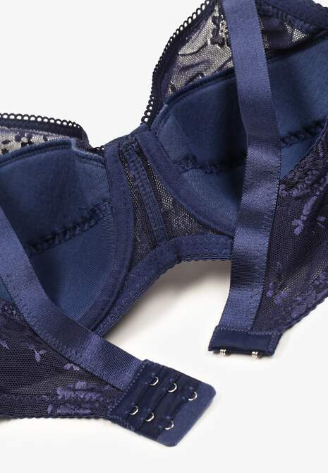 Granatowy Full Cup Biustonosz z Koronką Vikonie