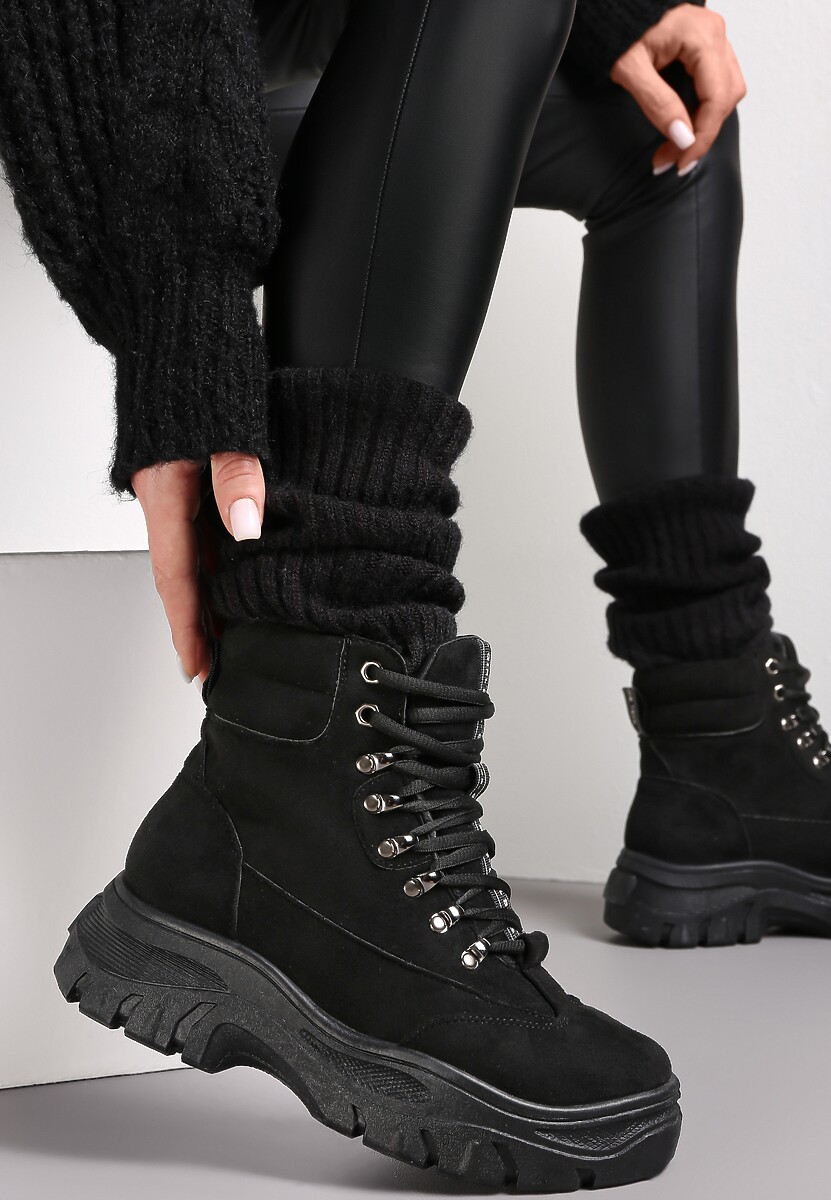 Czarne Botki Traperki Chester