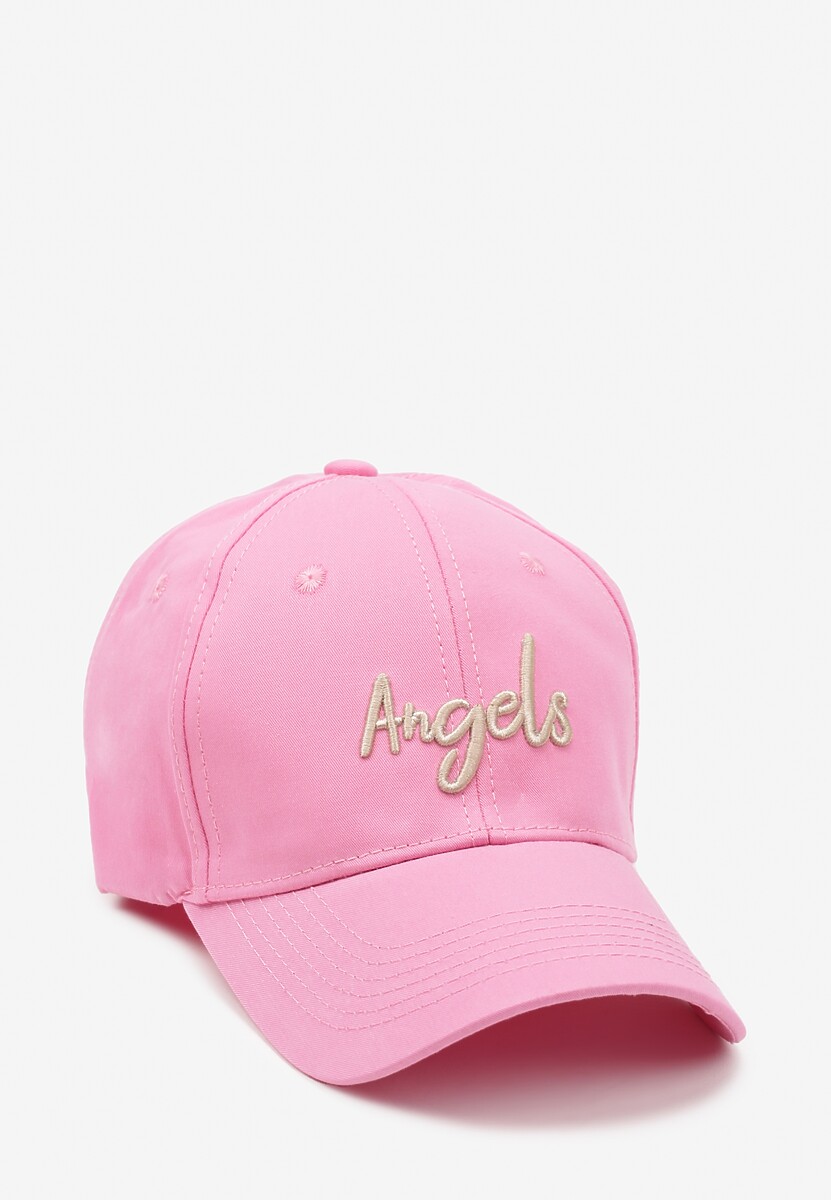 Różowa Bawełniana Czapka z Daszkiem z Haftowanym Napisem Reivessae