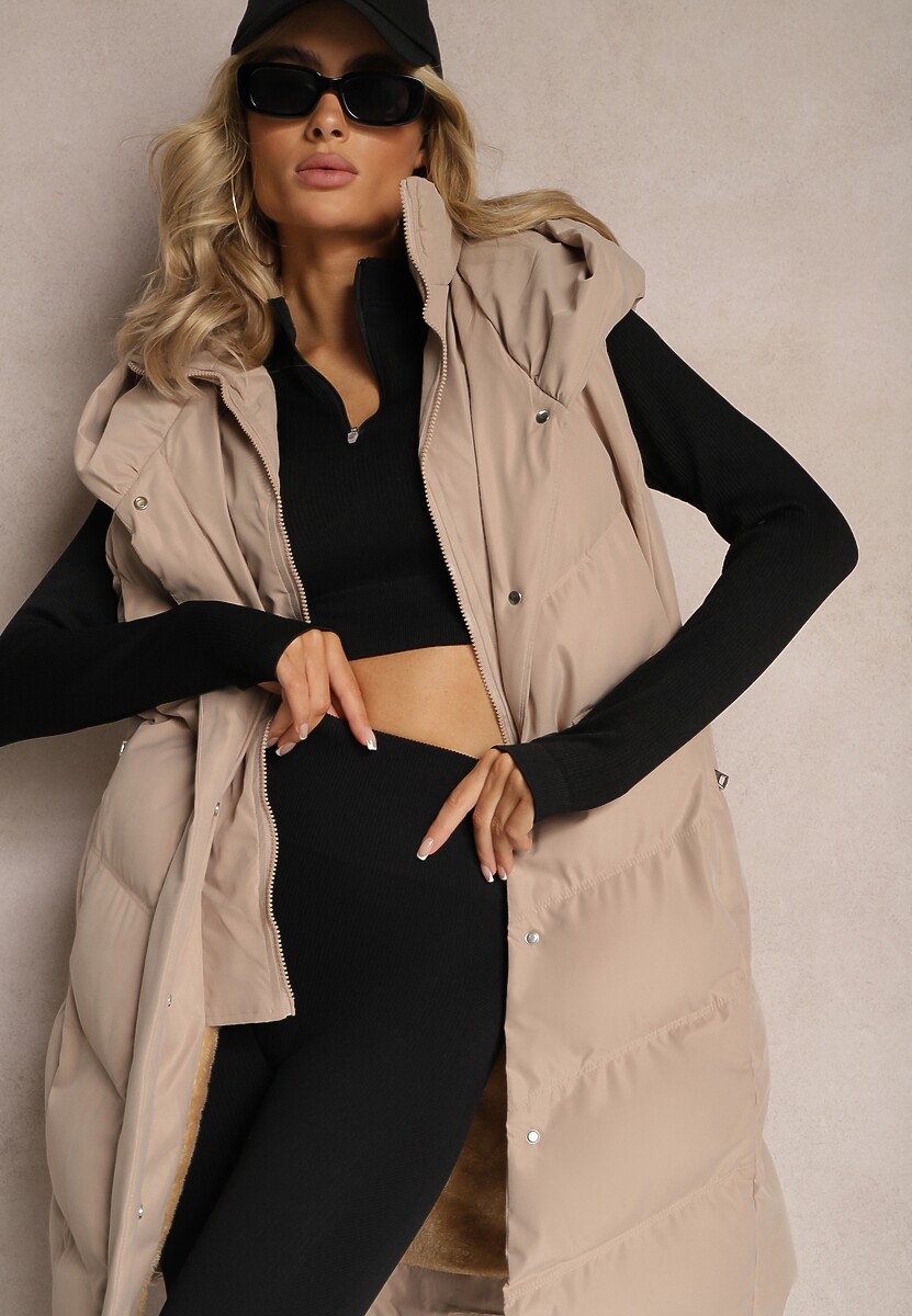 Czerwona Pikowana Kamizelka z Kapturem Roobani