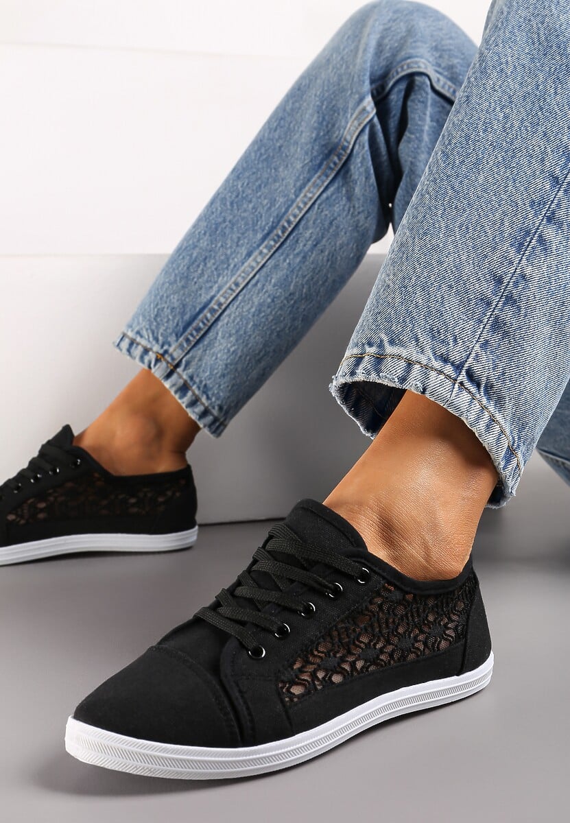 Pomarańczowe Tenisówki z Ażurowymi Wstawkami Po Bokach Salessa