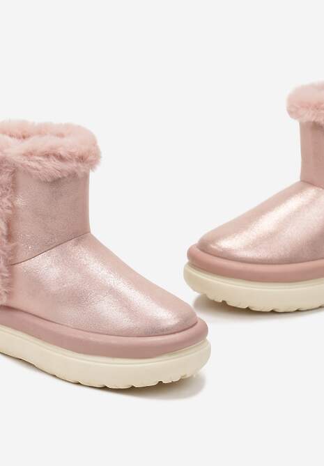 Różowe Śniegowce za Kostkę z Futerkiem na Platformie Daxolina