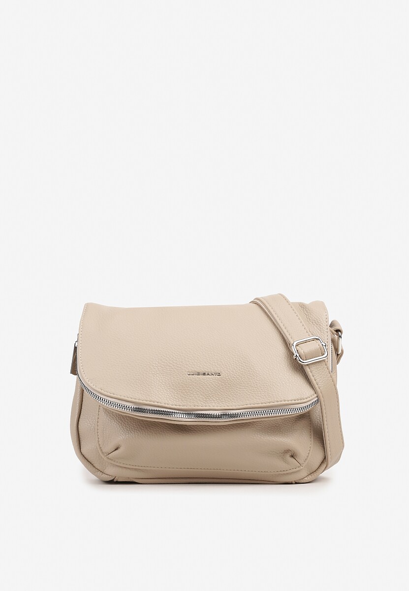 Ciemnobeżowa Minimalistyczna Torebka Typu Listonoszka z Klapą Redolana