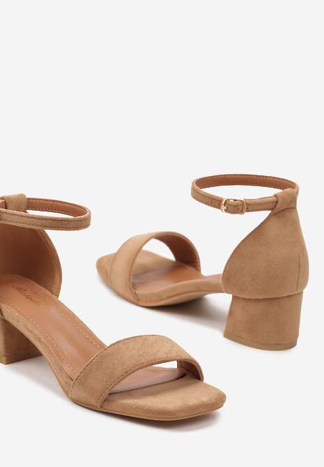 Brązowe Sandały z Ekozamszu na Klasycznym Słupku Effiba