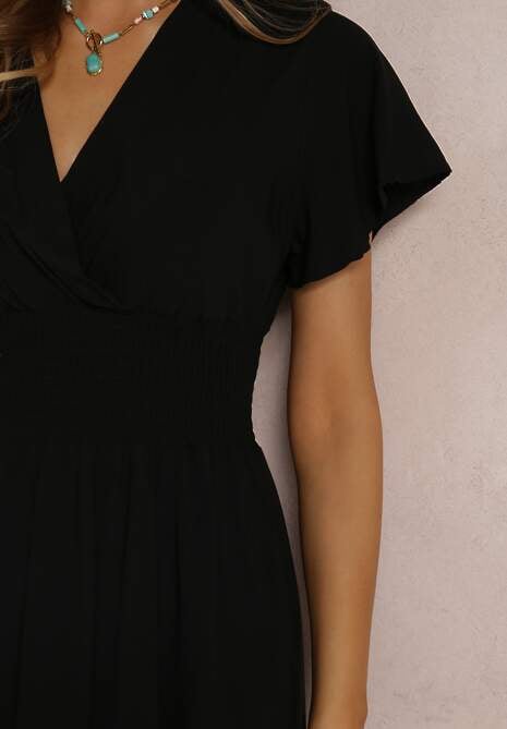 Czarna Sukienka z Wiskozy Jadith