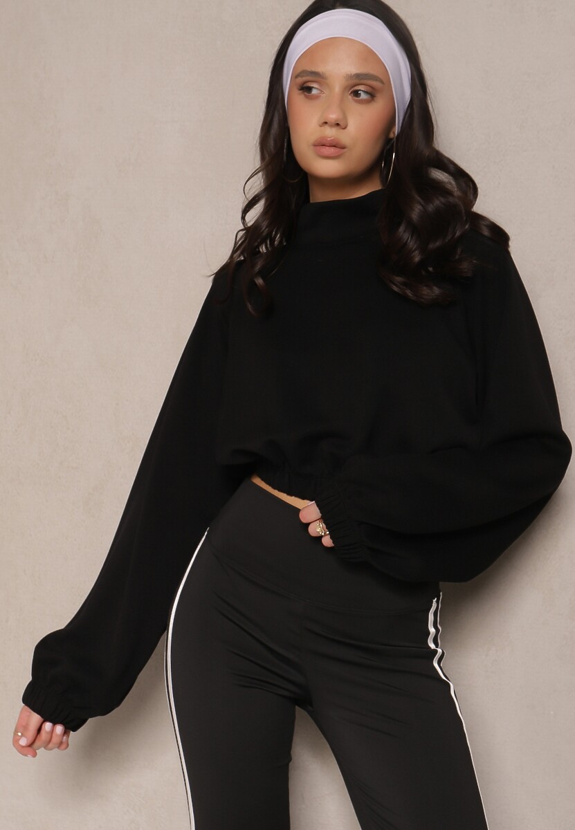 Beżowa Krótka Bluza ze Stójką Benola