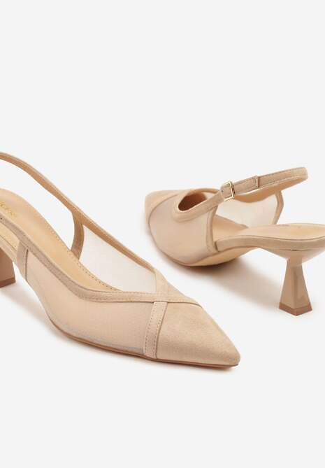 Beżowe Przezroczyste Sandały Vices na Kaczuszce Typu Slingback Atilessa