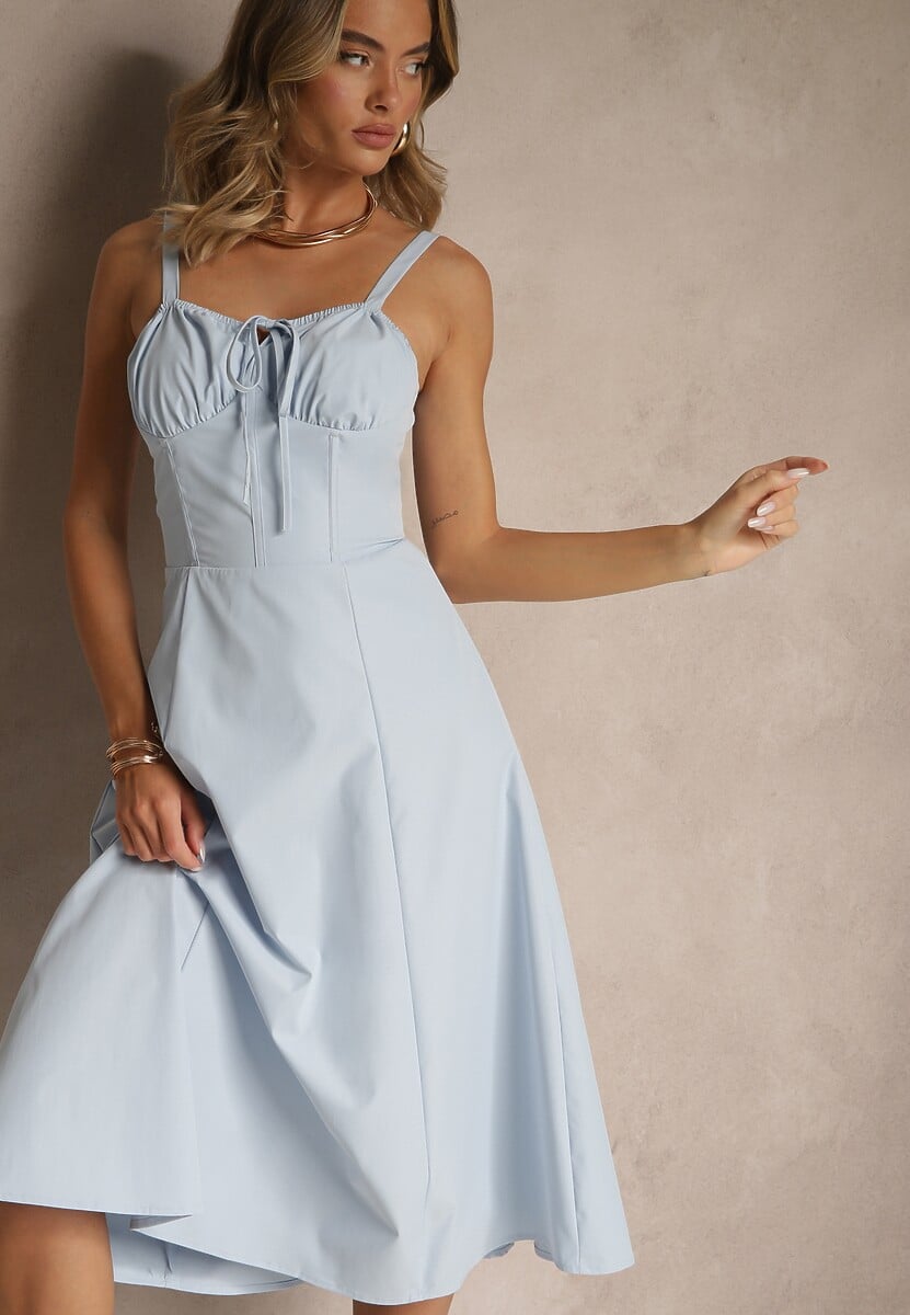 Biała Koktajlowa Sukienka Gorsetowa Vices z Rozkloszowanym Dołem Kolinnea