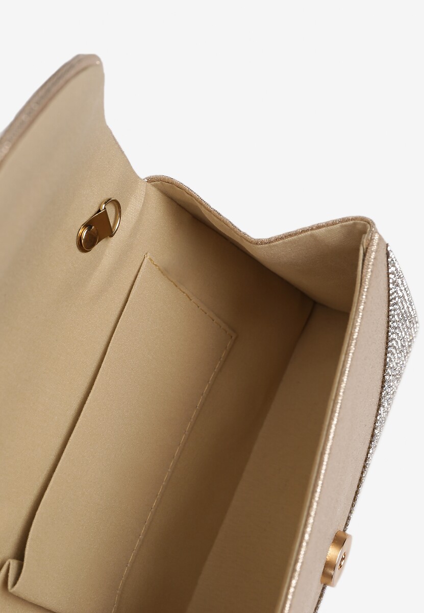 Srebrno-Złota Torebka na Ramię z Długim Paskiem i Rączką Ozdobiona Cyrkoniami Zalagia