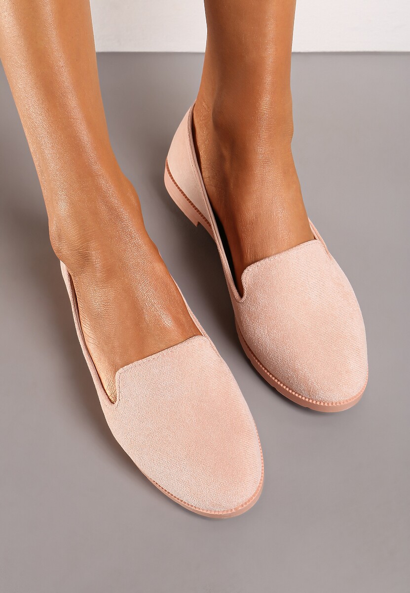 Różowe Balerinki Typu Loafersy Daphikaia