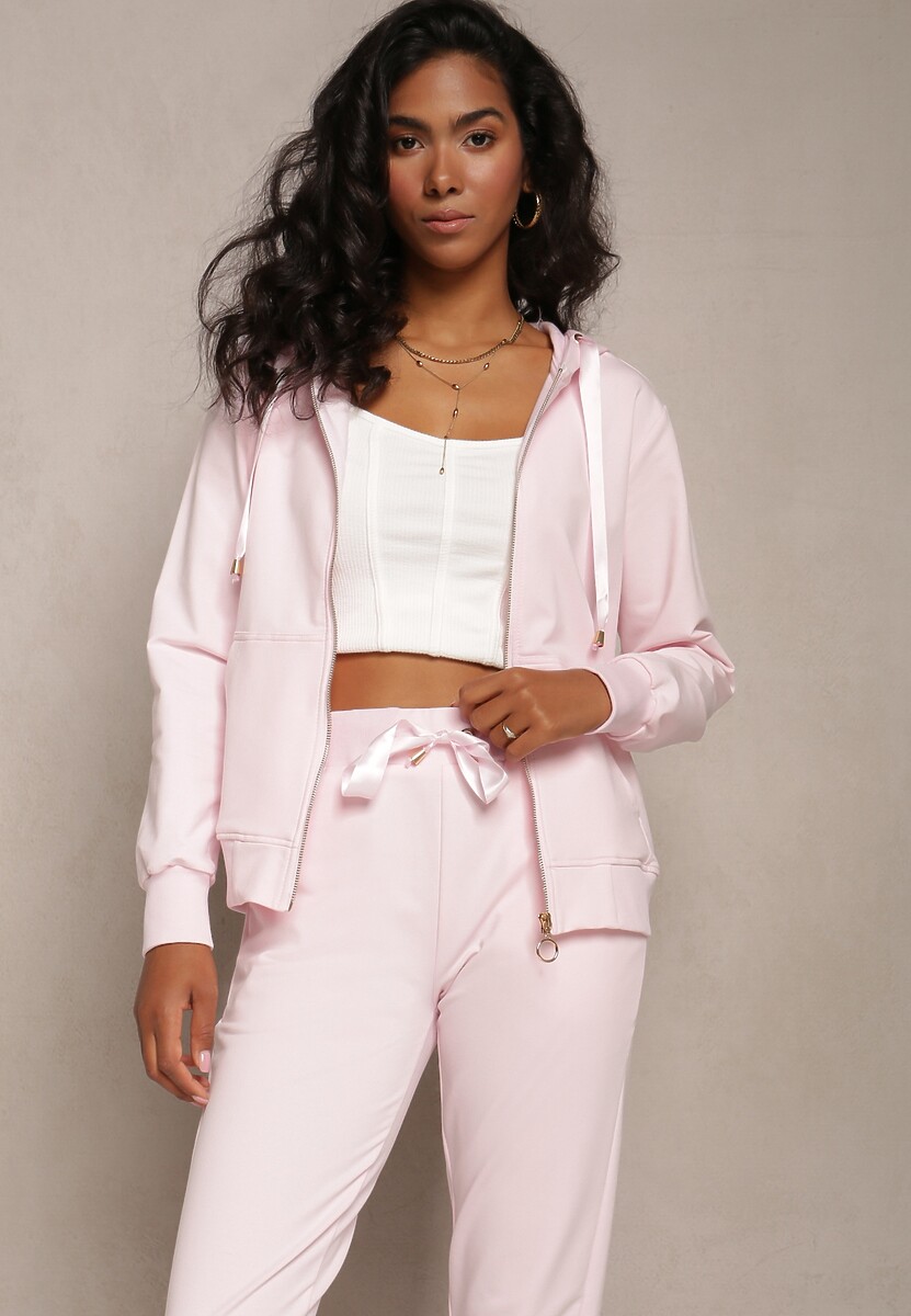 Różowa Rozsuwana Bluza z Kapturem Lecua