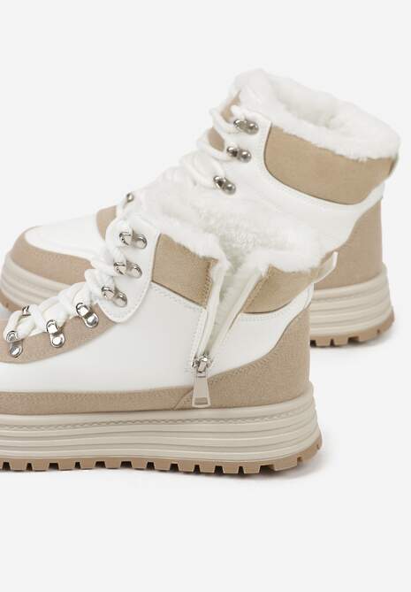 Białe Sneakersy w Stylu Traperów na Platformie Ewedora