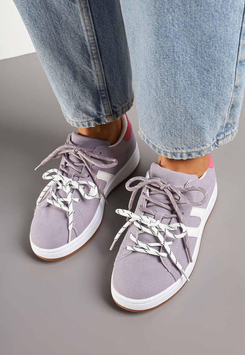 Fioletowe Sneakersy Ozdobione Geometrycznym Motywem Telindrela