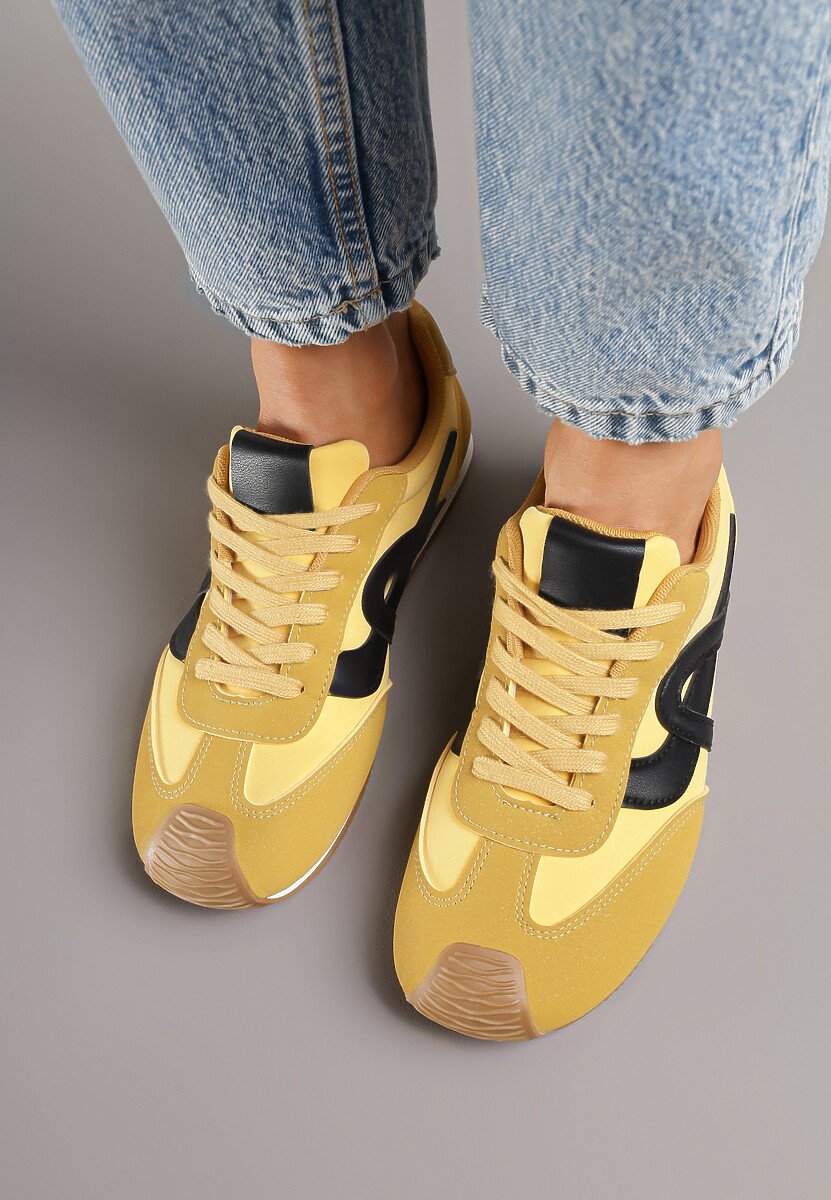 Żółte Sneakersy z Geometrycznym Wzorem Arnenta